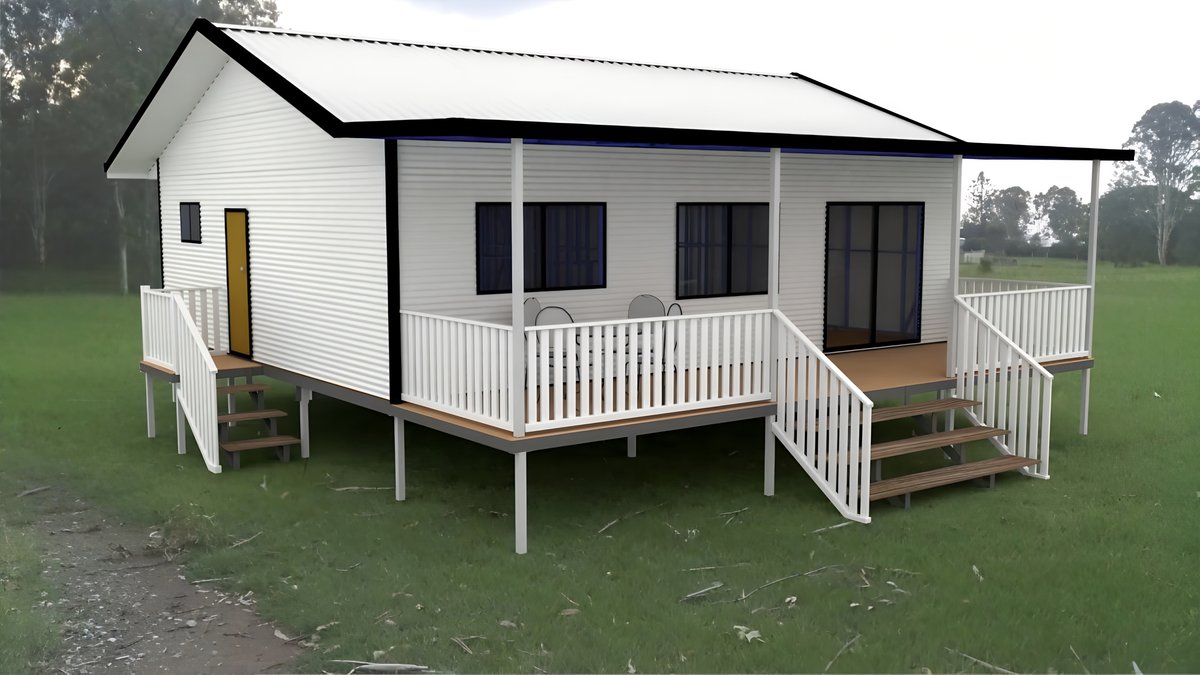 Casă modulară pe piloni metalici